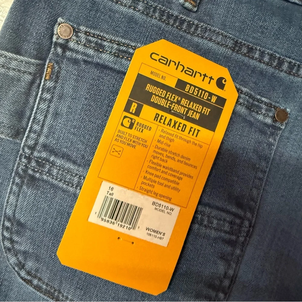Carhartt Jeans Women 16 Tall Rugged Flex Relaxed Fit Double-Front Denim Stretch